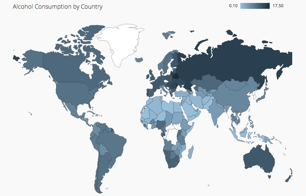 Alcohol Consumption by Country map
