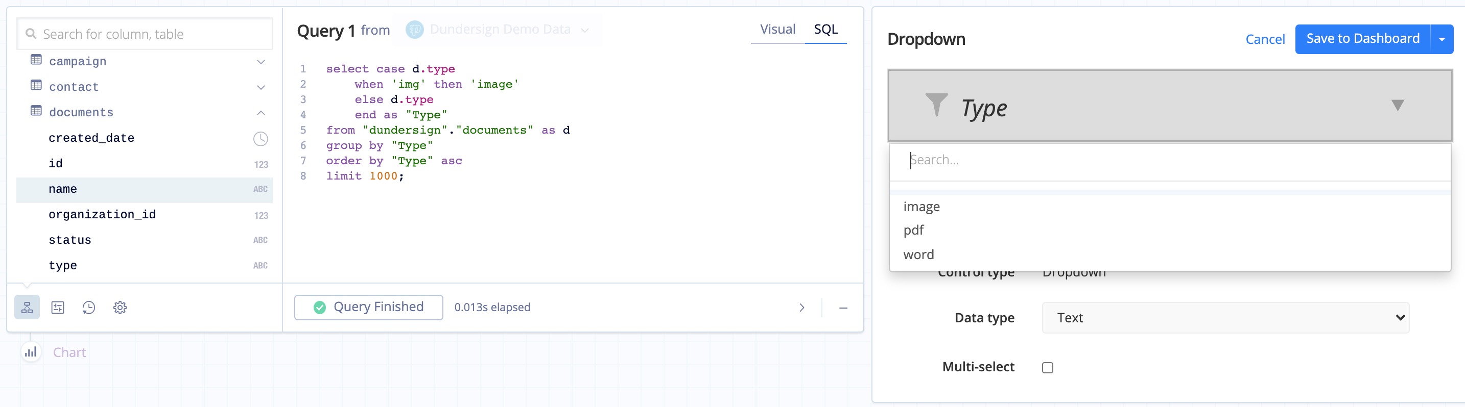CASE statement in Dropdown query - Visual SQL