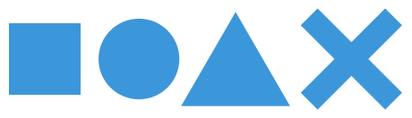 A square or circle looks smaller than a triangle or cross printed with the same amount of area.