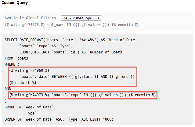 Custom query on chartio