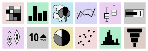 Examples of icons for a dozen charts described in the chart types book.