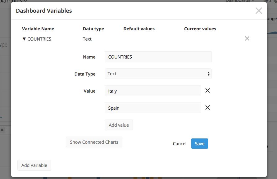 Dashboard variables