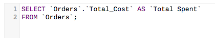 total cost column in orders table