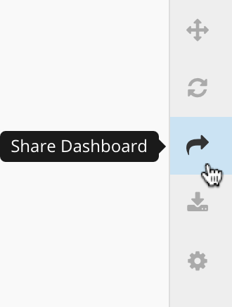 Click the arrow in the dashboard sidebar to open sharing options