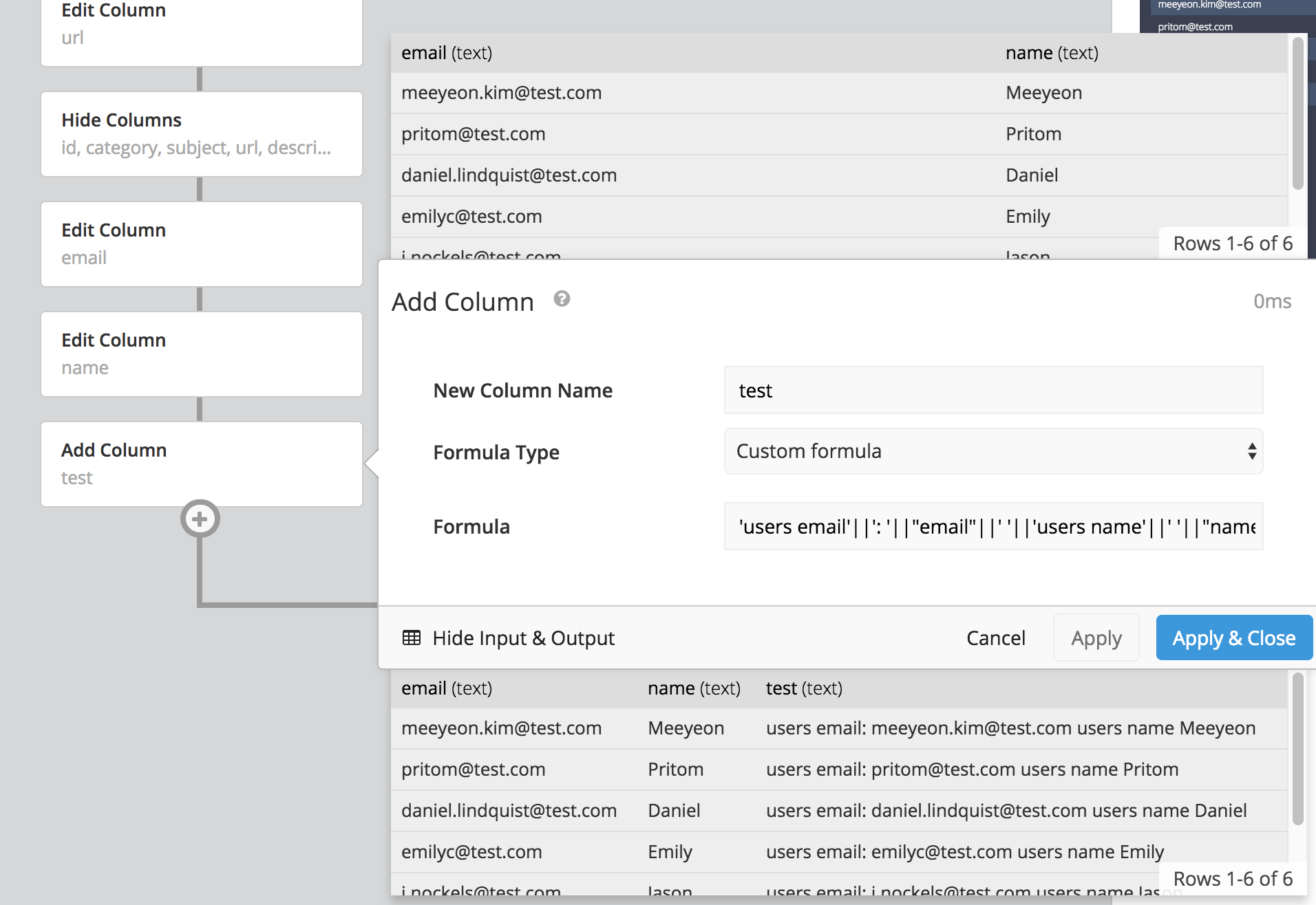 Combining strings from multiple columns via concatenation