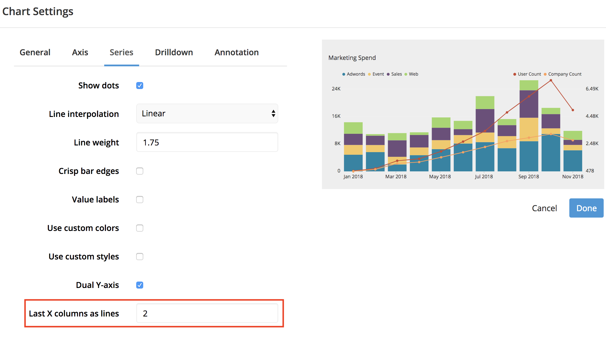 Chartio FAQs Table Formatting For Bar Line And Area Charts