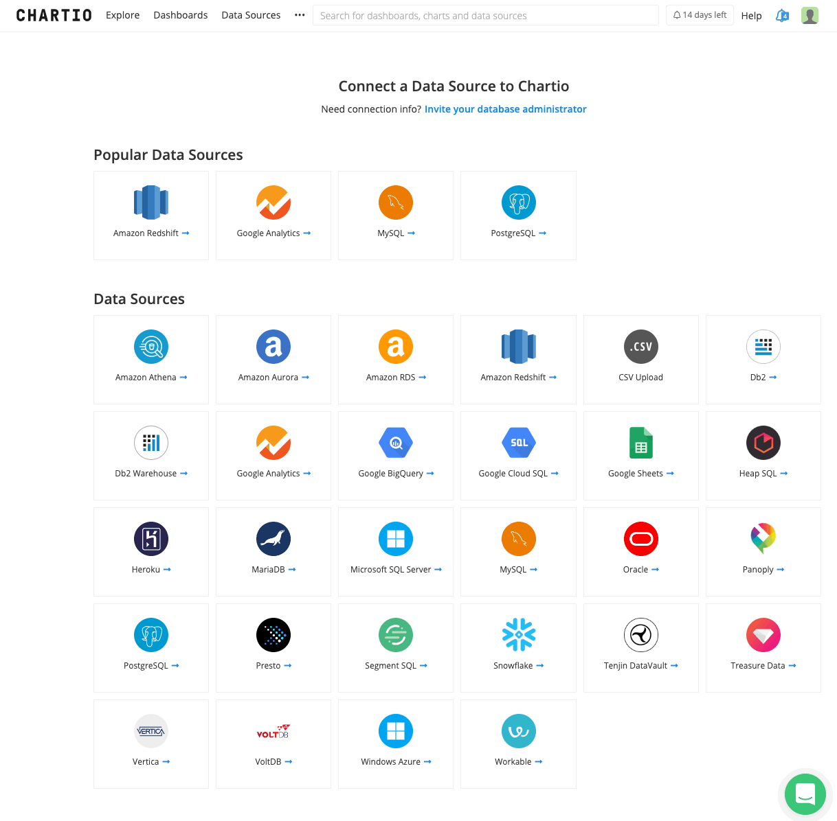 Connect a Data Source to Chartio