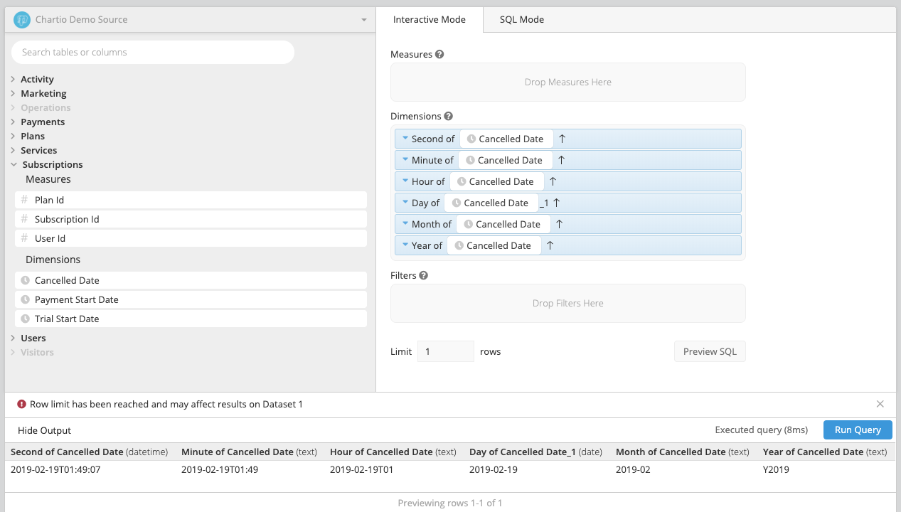 Conserve a date or datetime data type | Chartio Documentation