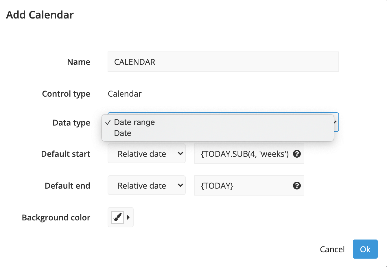 Add a Calendar Control to filter your charts by time