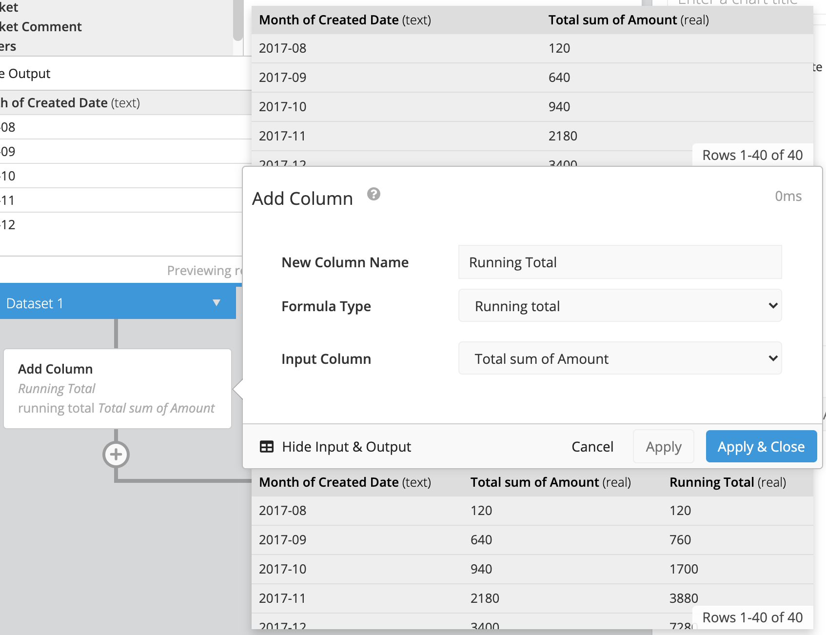 Add running total column in the Pipeline