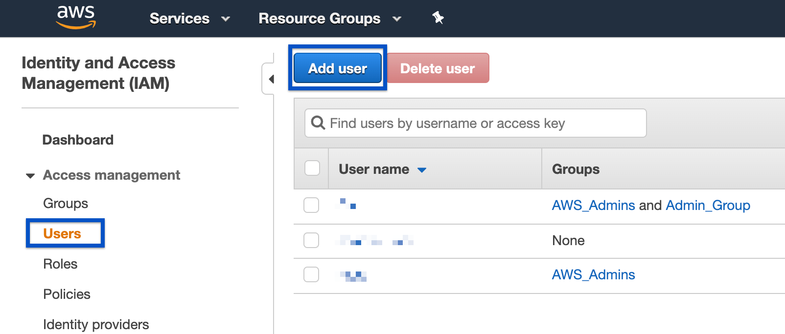 Add a new user to your Athena database