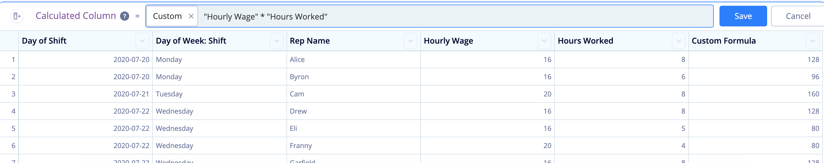 Get the base pay by multiplying the Hourly Wage and the Hours Worked