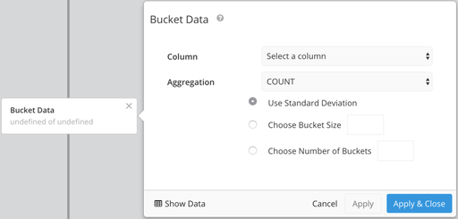 Aggregate your data with the bucket data pipeline step