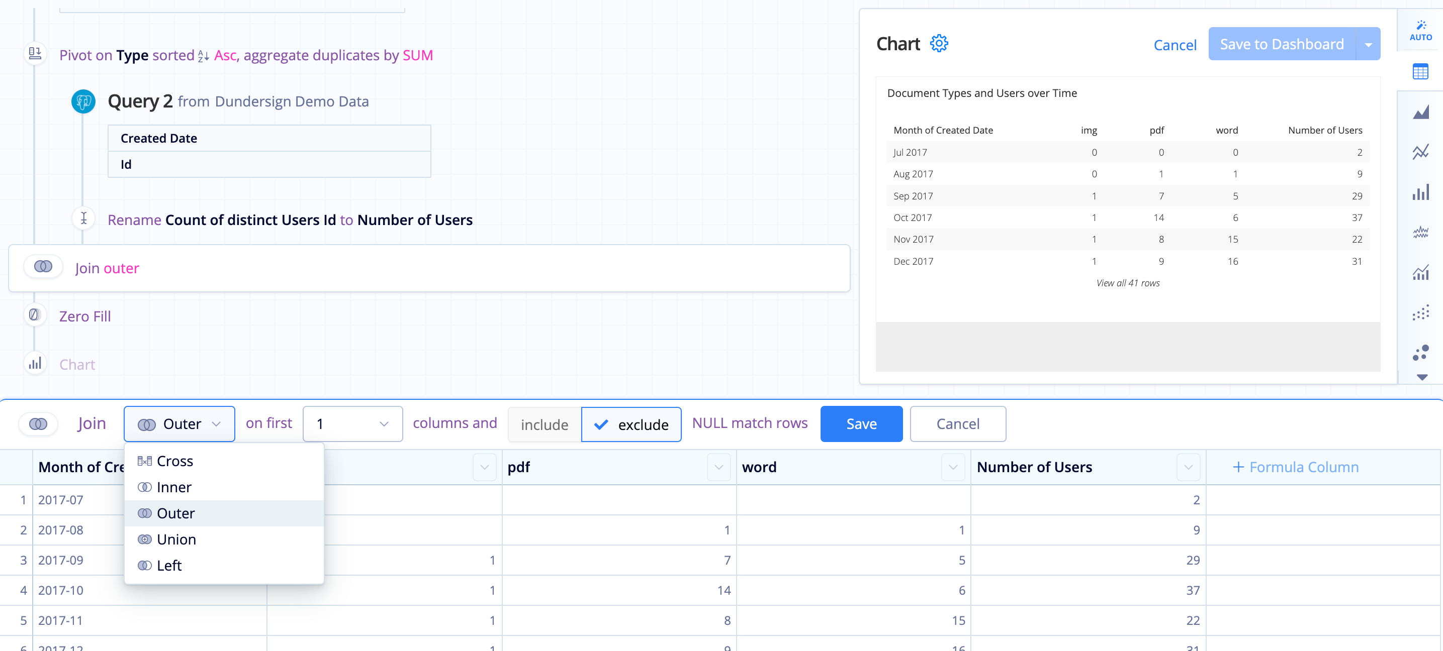 Choose the join type of your merge by editing the Join Action