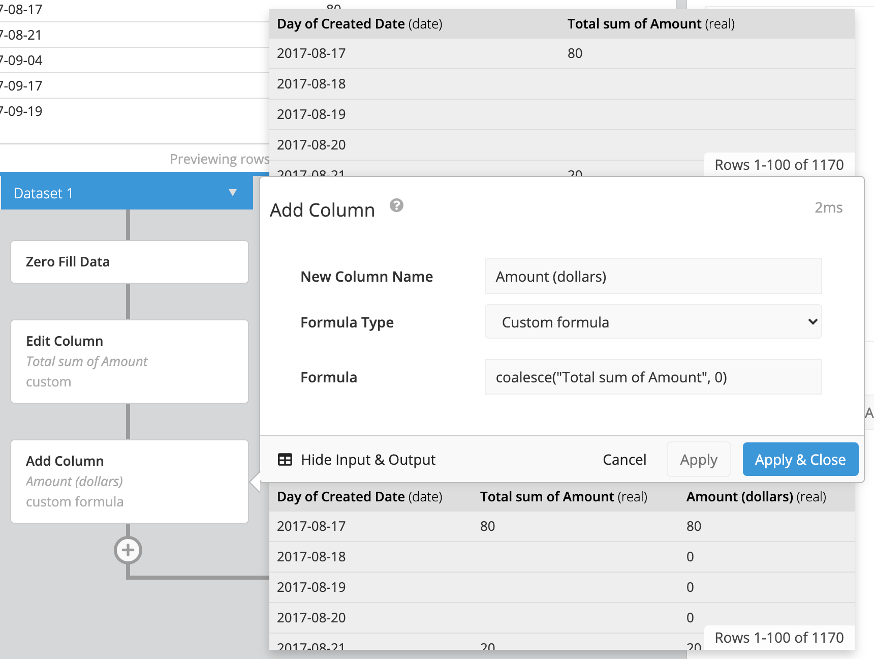 Coalesce query results