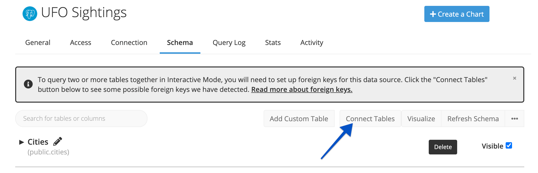 Click the Connect Tables button on your schema
