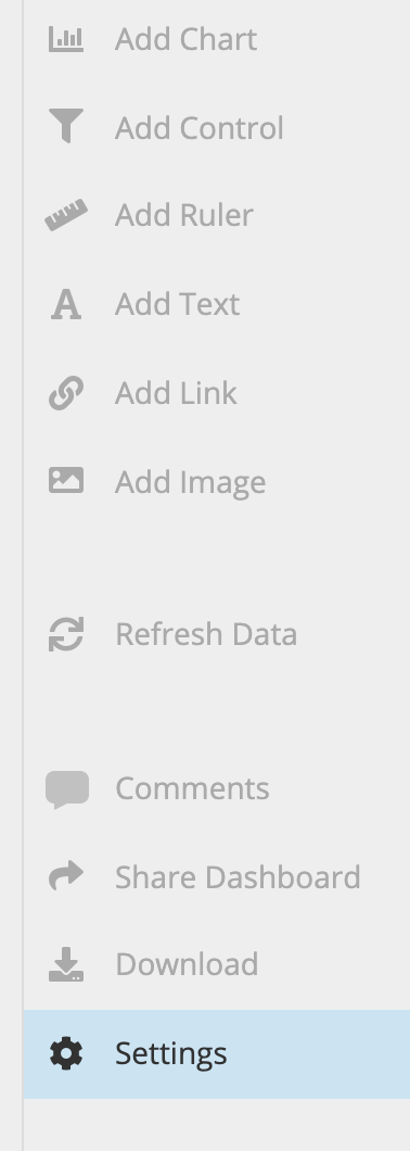 Access settings from the sidebar menu