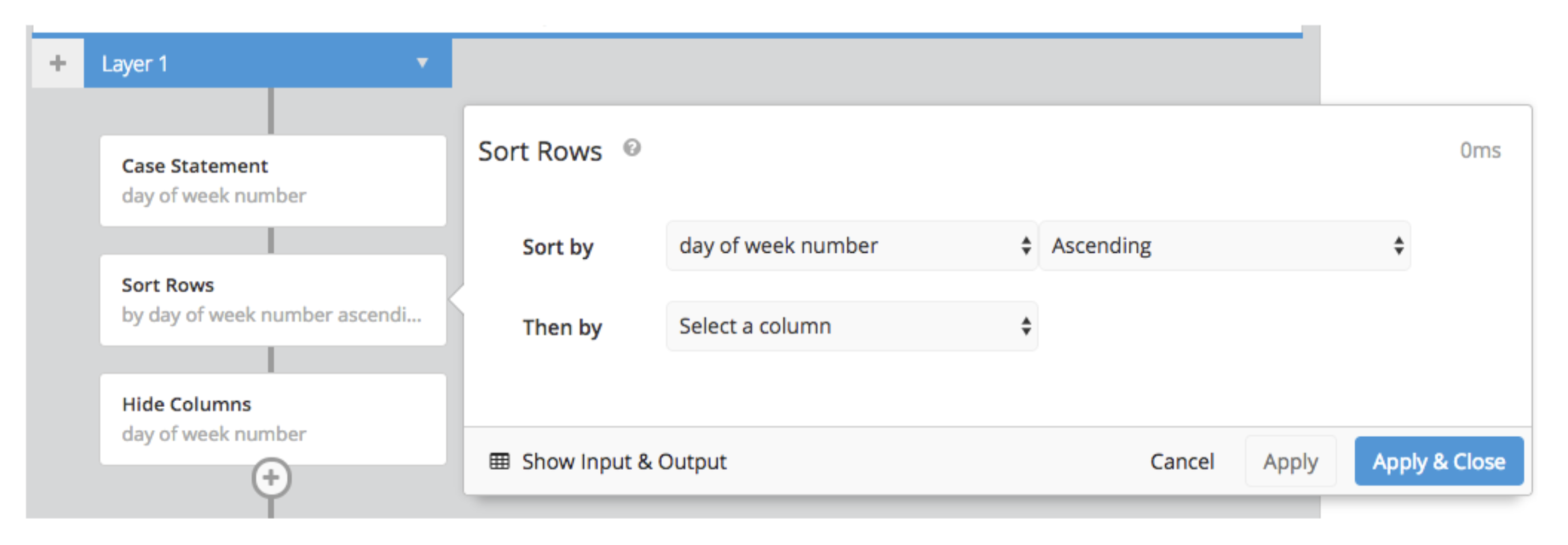 Sort the new column in ascending order