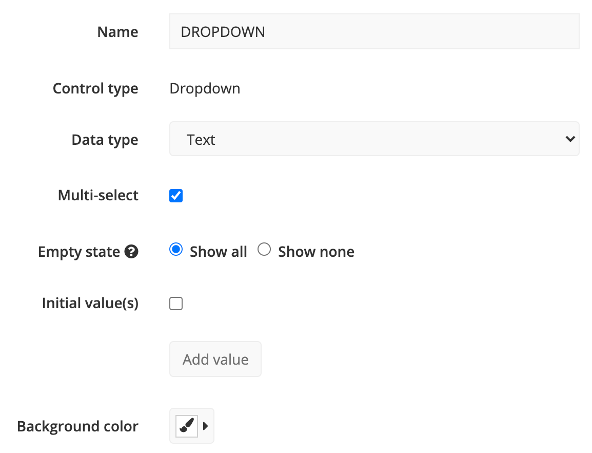 Modify your Dropdown settings