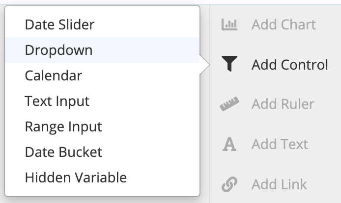 Click Add Control and select Dropdown