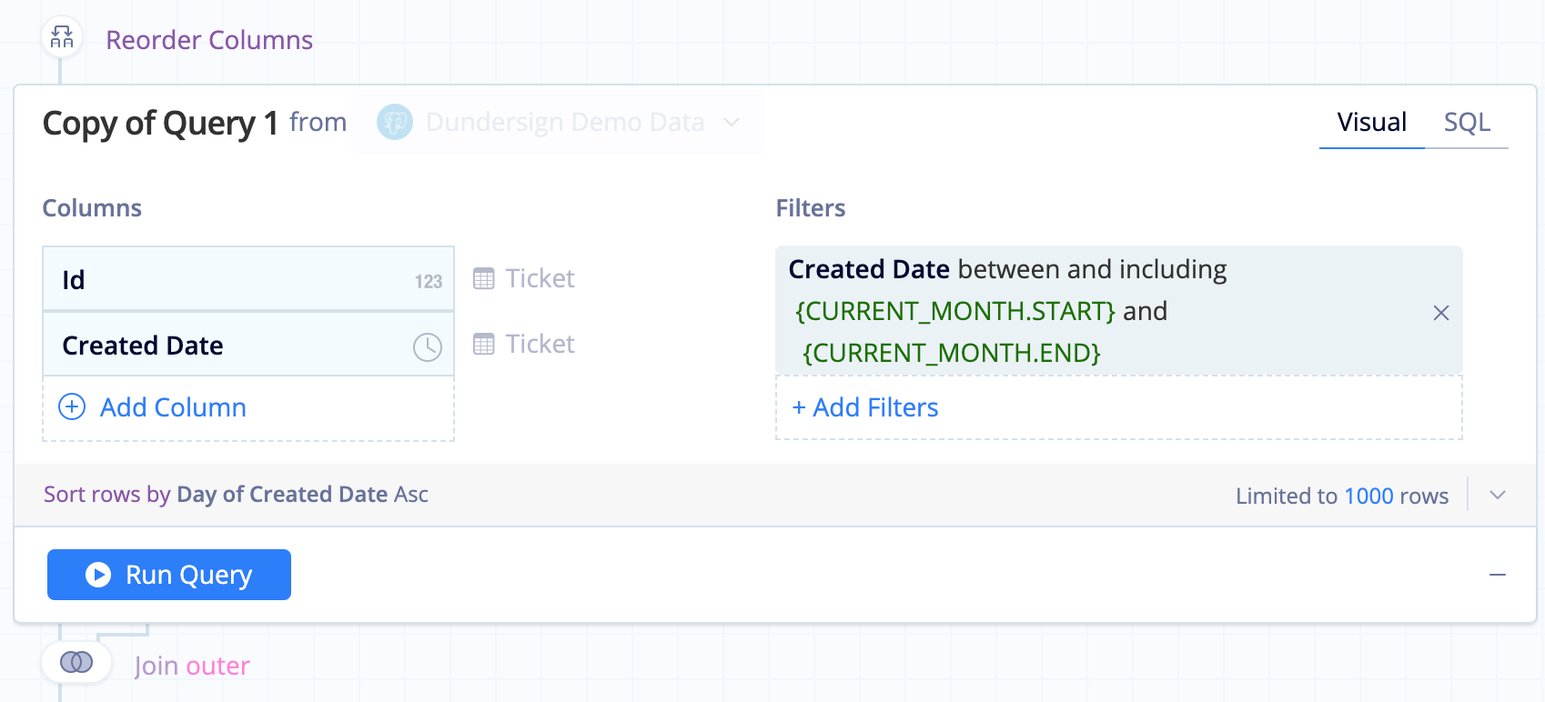 Modify the filter and Previous Month column name in Copy of Query 1