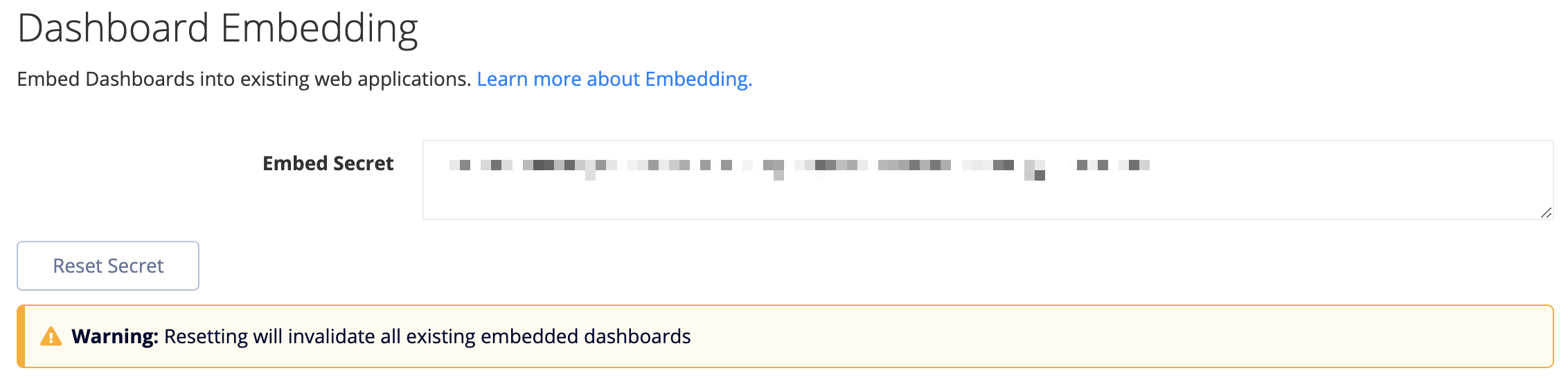 Get the Embed Secret Key from your org's Embedding page