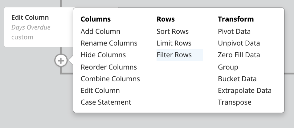 Filter Rows Pipeline step