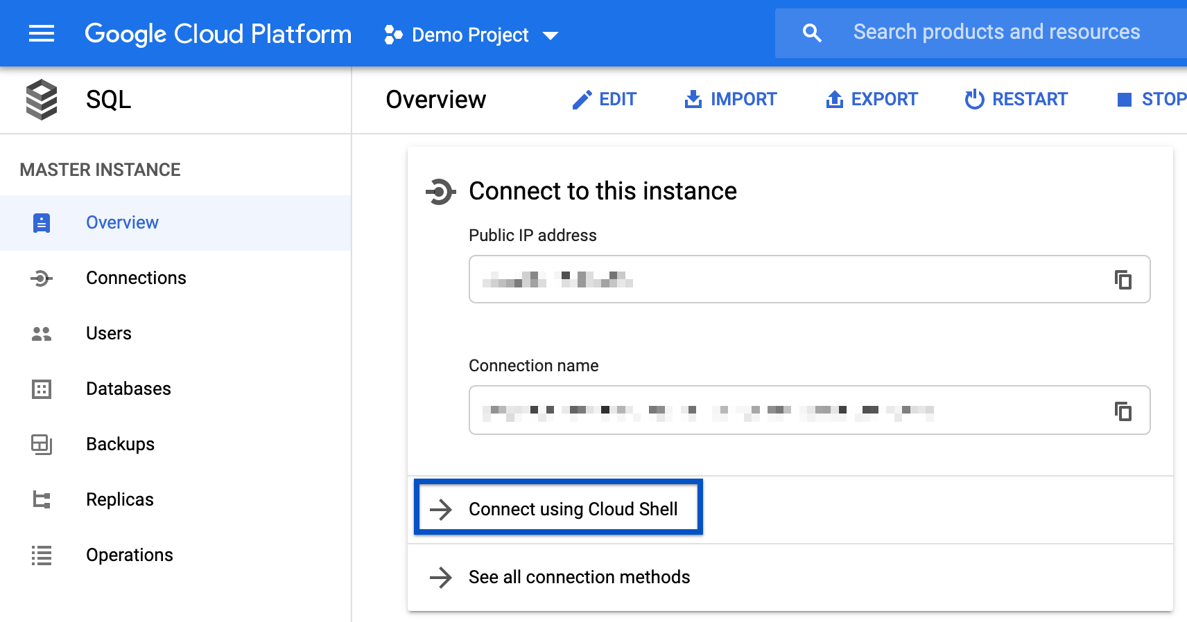how to connect google cloud sql to