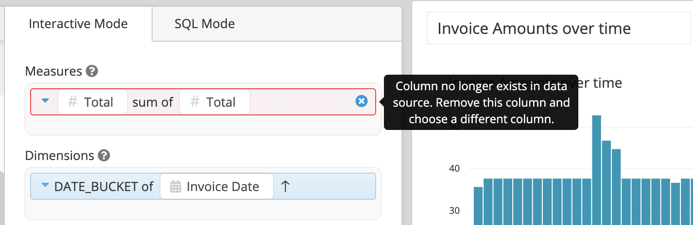 Highlighted missing column in Data Explorer