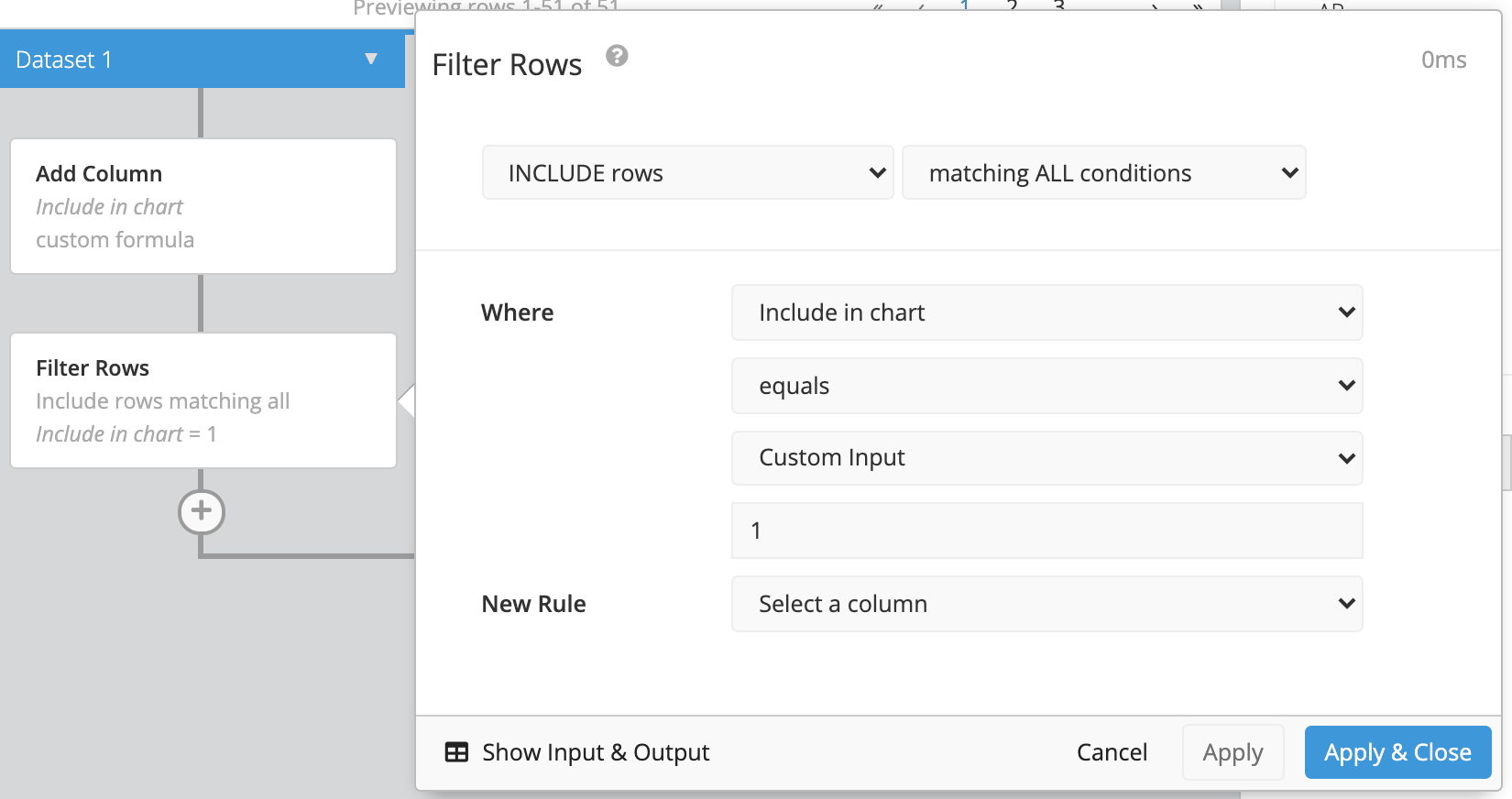 Filtering rows in Chartio