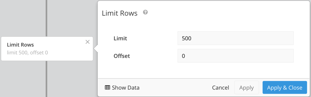 Limit rows in the pipeline