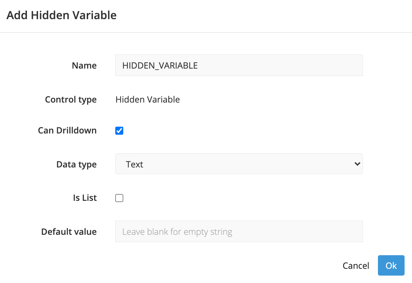 Add a Hidden Variable that can drilldown