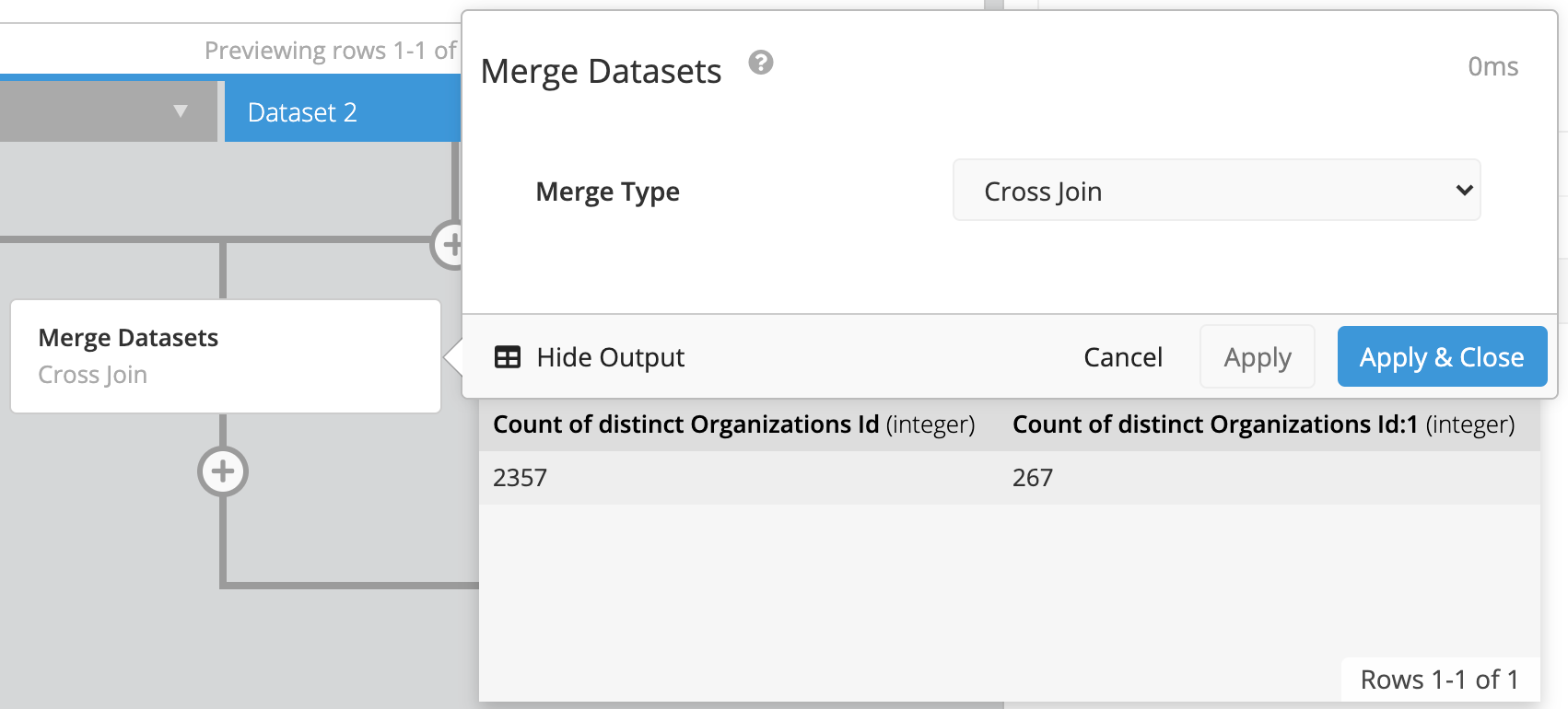 Use Cross Join as the Merge type