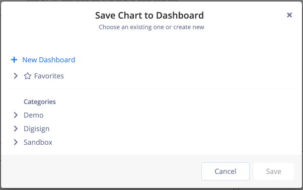 Save to a new dashboard - Visual SQL