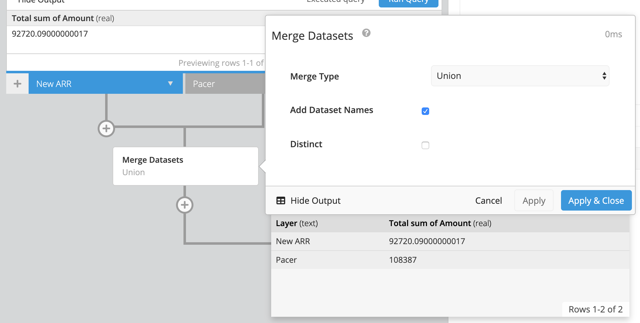 Merge in the Pipeline and select Add Dataset Names