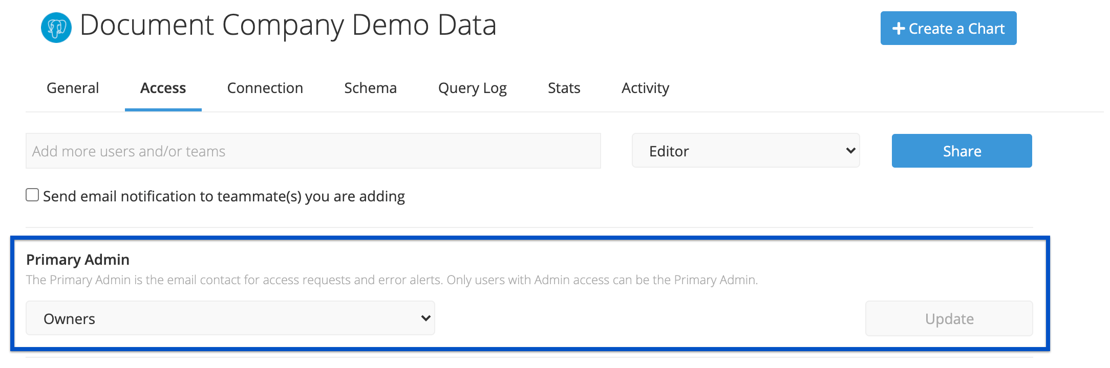 Change the Primary Admin for a data source