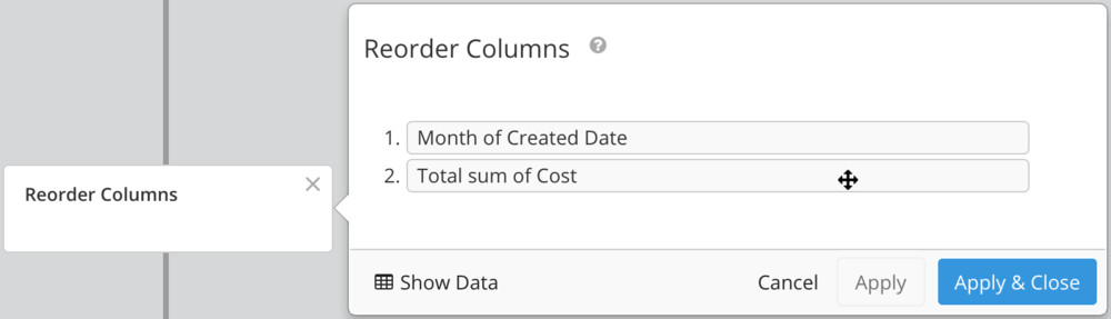 Reorder columns in the pipeline