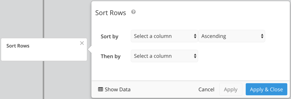 Sort rows in the pipeline