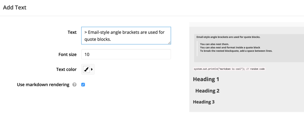 Supported markdown syntax