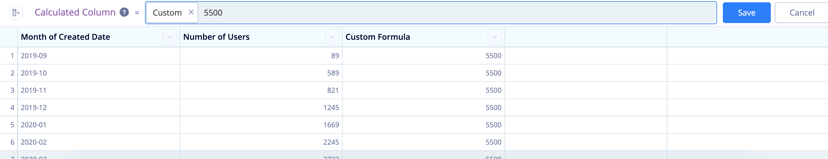 Use a Formula Column to add a Target column to your result set