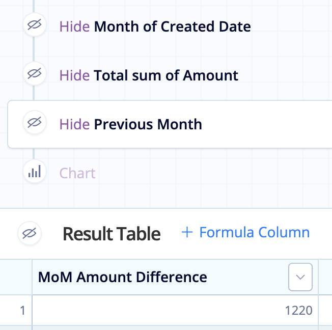 Hide the first three columns in the Result Table