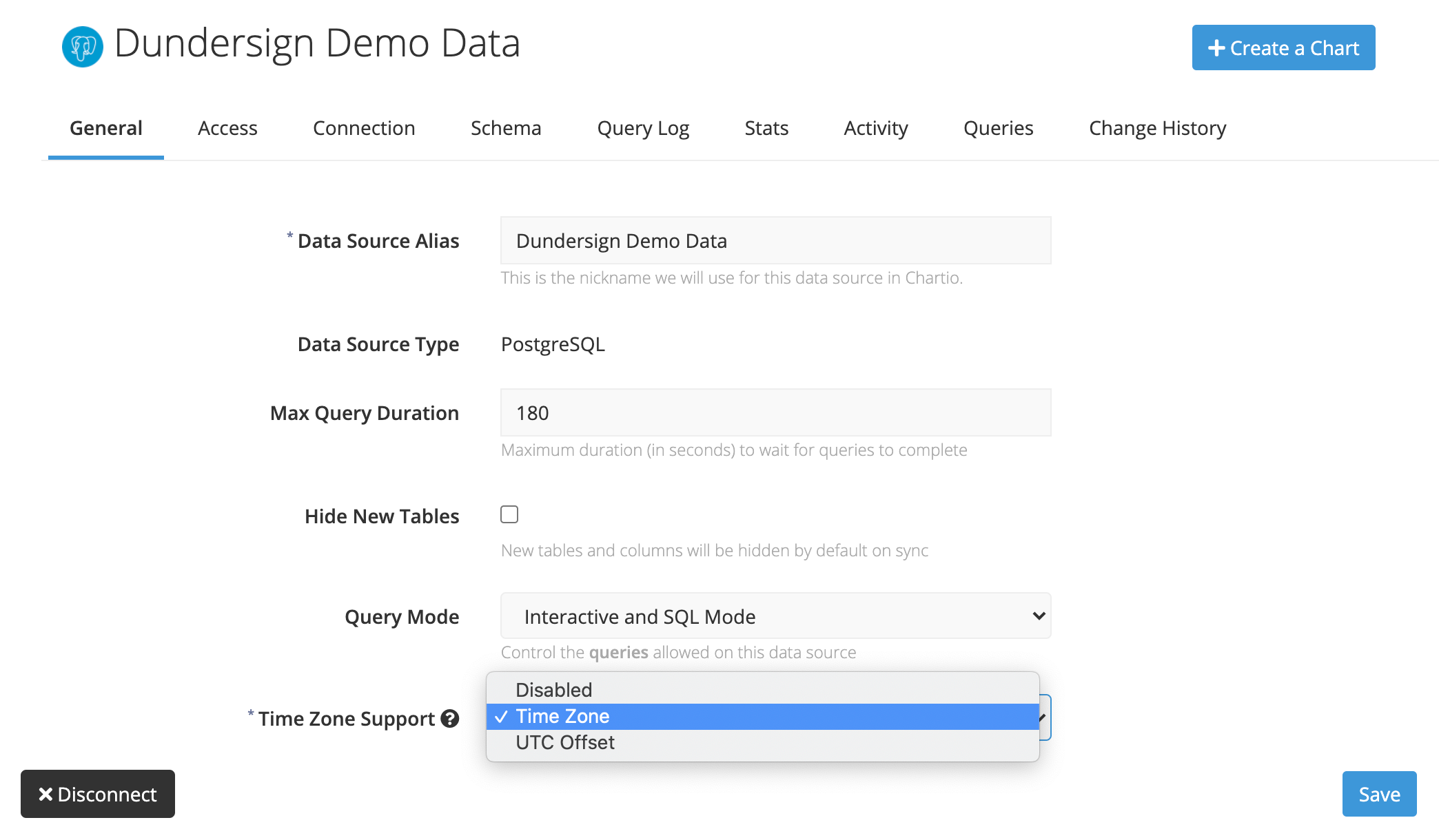 Change time preferences in the data source settings